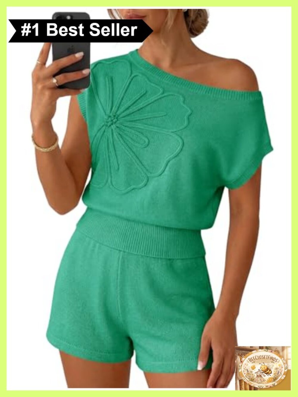 Womens 2 Piece Short Set Boat Neck Short Sleeve Sweater Top & Shorts Casual